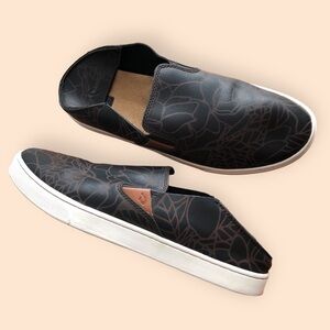 Floral Black Slip-On Sneakers